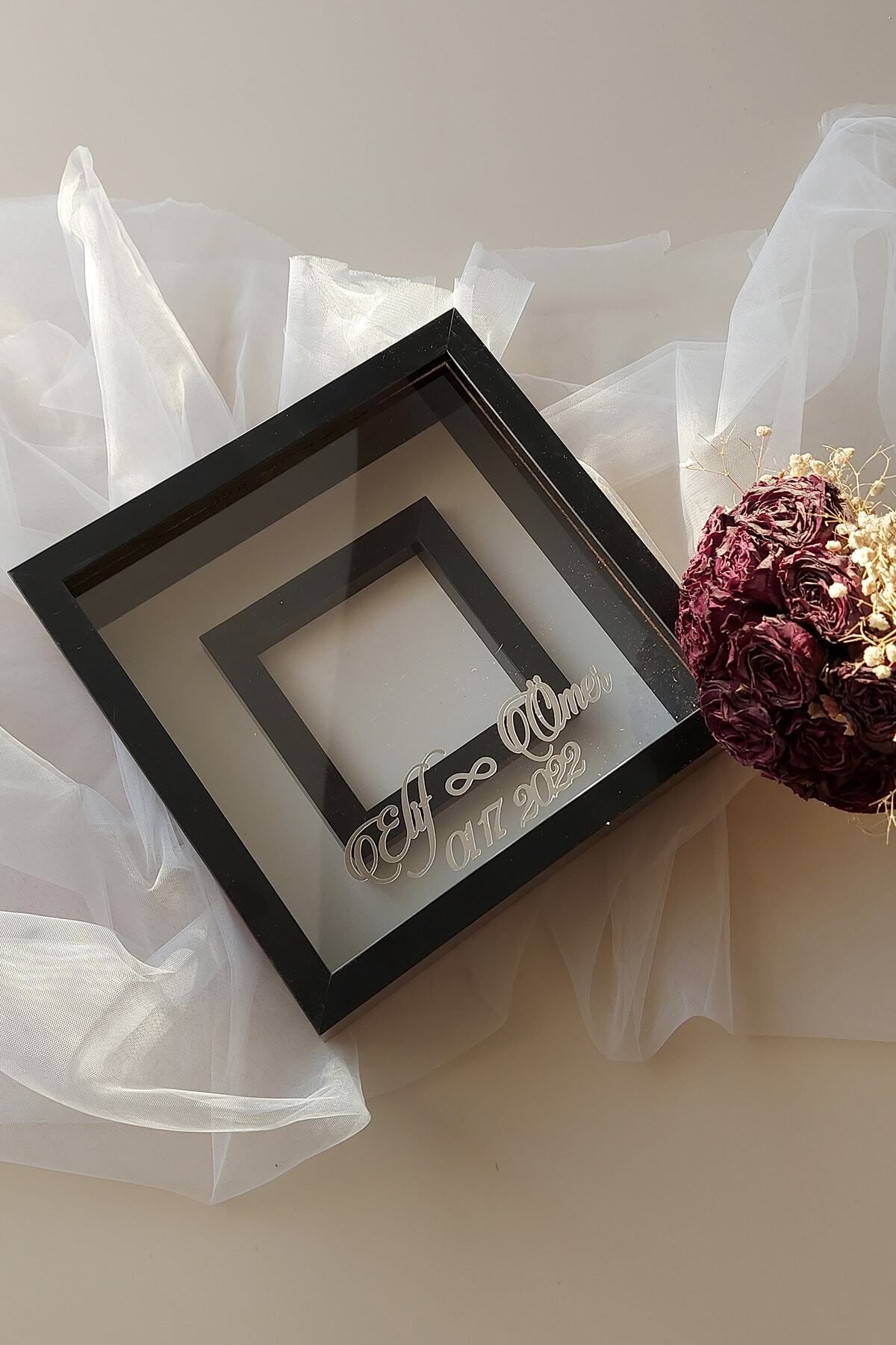 Verda Çerçeve-Black 25x25 Cm Verda Memory Frame with Photo Section - 6 Cm Depth Memory Frame 3