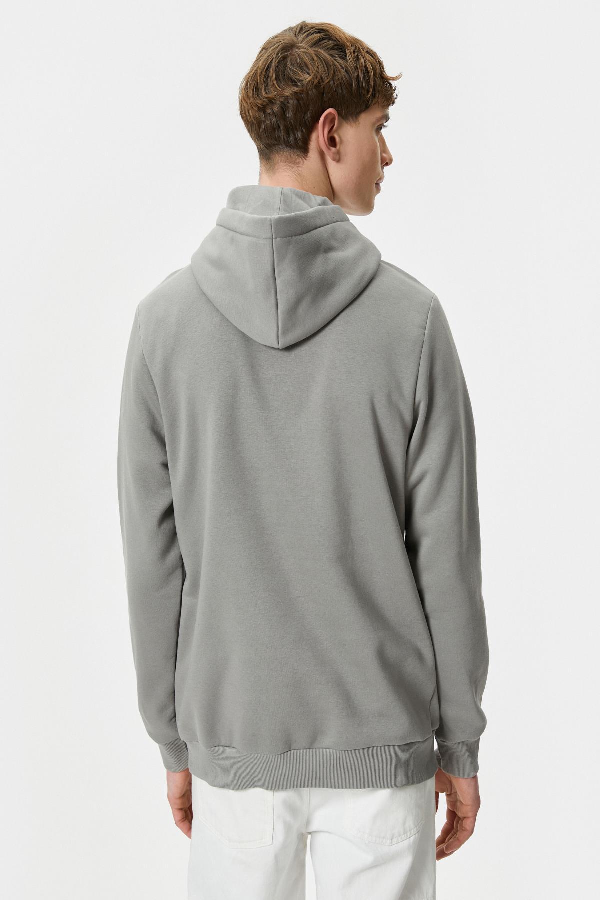 سویشرت مردانه خاکستری کوتون | 4WAM70400MK اورجینال - تصویر 4