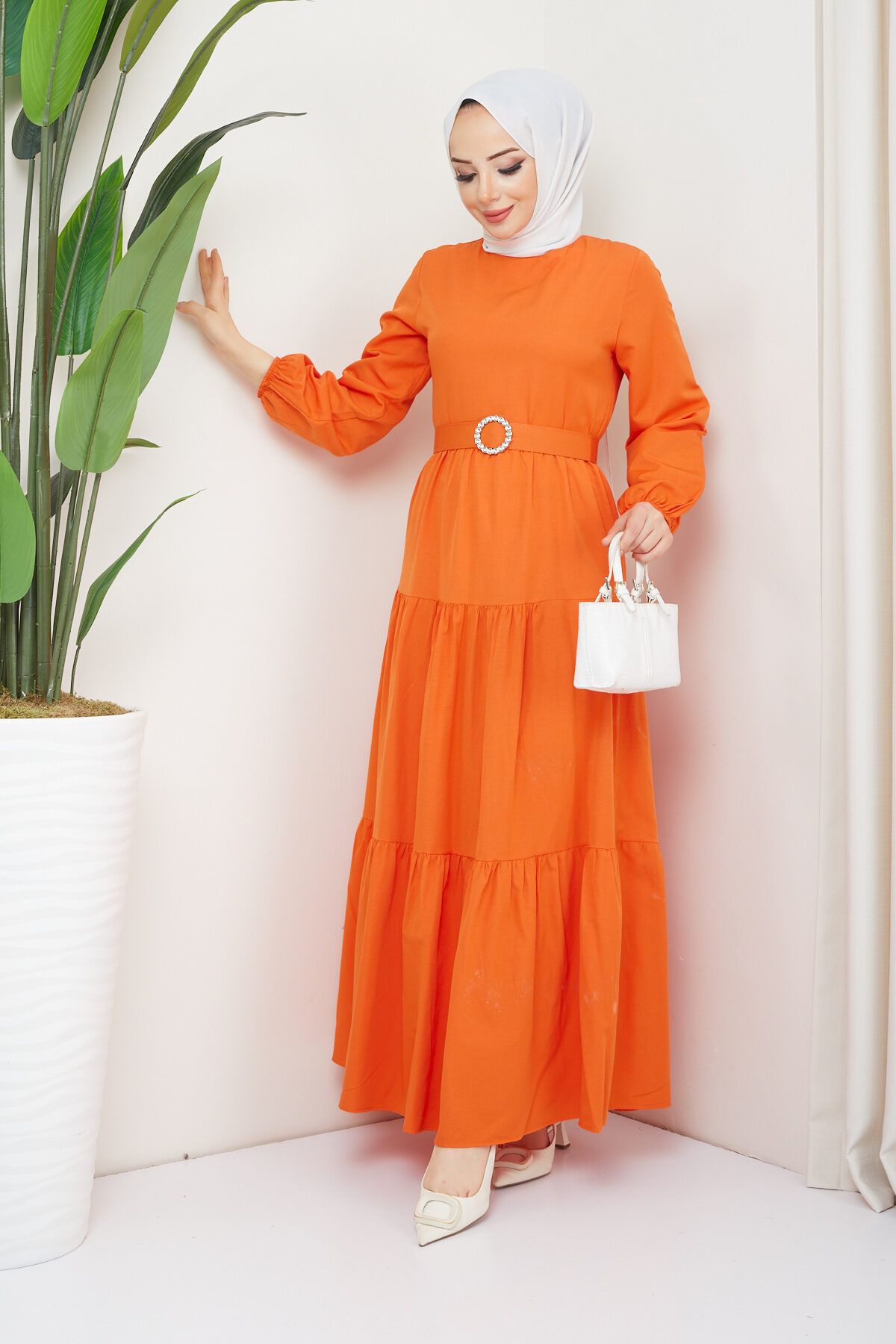 marwella-Hijab Dress - Orange Elvan 2