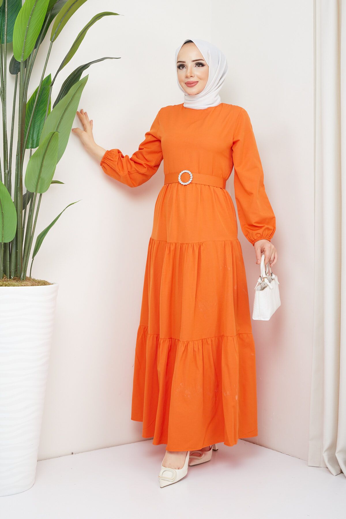 marwella-Hijab Dress - Orange Elvan 3