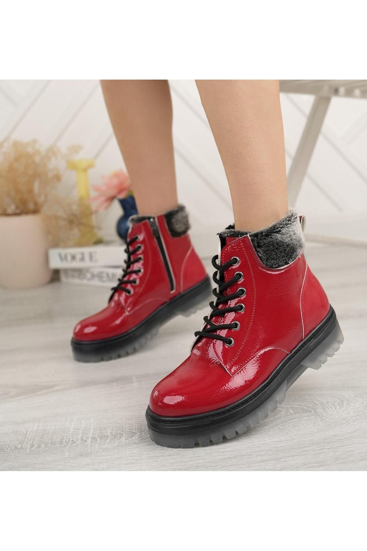 Red patent leather combat hot sale boots