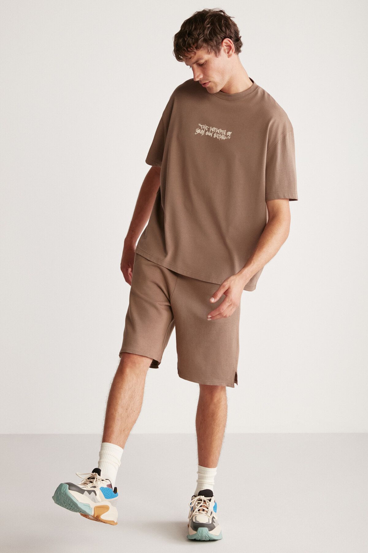 GRIMELANGE-Merlin Men's Oversize Fit 100% Cotton Thick Textured Printed T-shirt 5