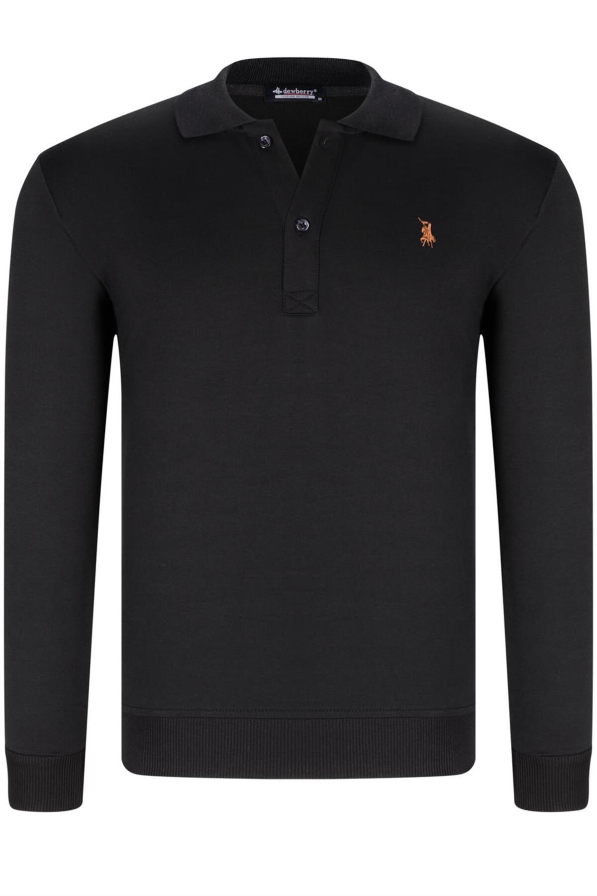 سویشرت مردانه مشکی دوبری | 1560001ALT07H3K اورجینال - تصویر 2