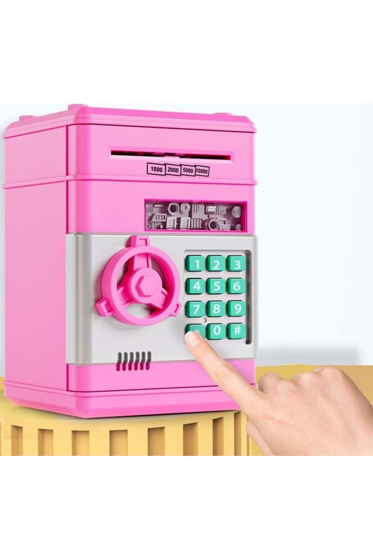 epazzar-Pink Color Atm Encrypted Automatic Paper Piggy Bank 3