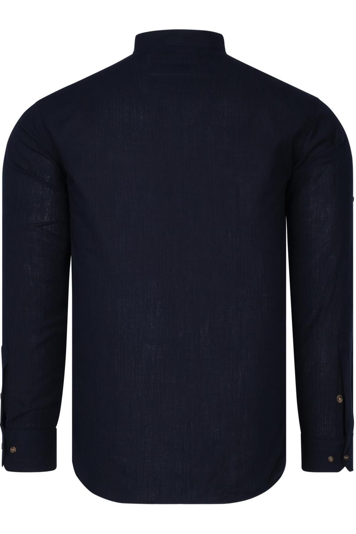 Dewberry-G784 DEWBERRY DOMINANT COLLAR MEN'S SHIRT-DARK BLUE 2