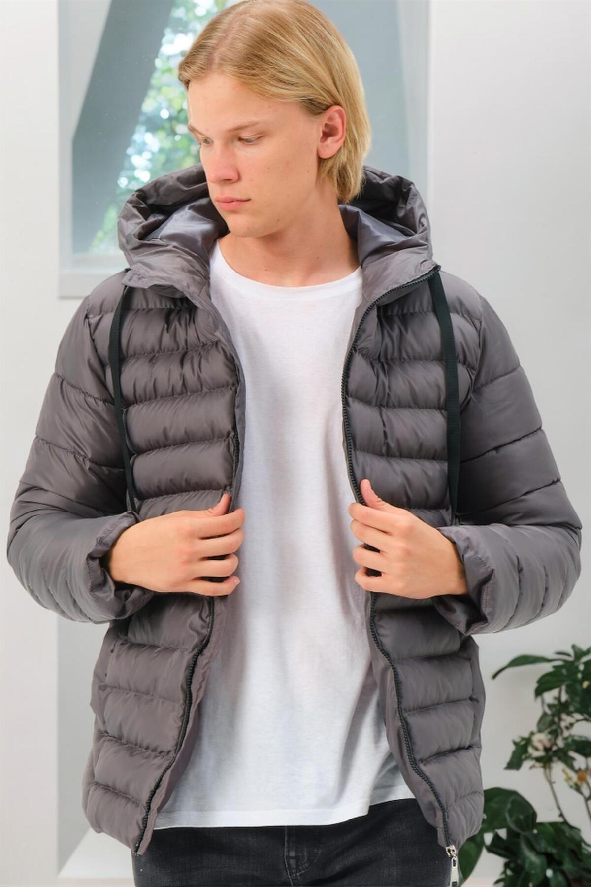 دوبری کاپشن مردانه M8658 DEWBERRY - رنگ آنتراسیت ساده