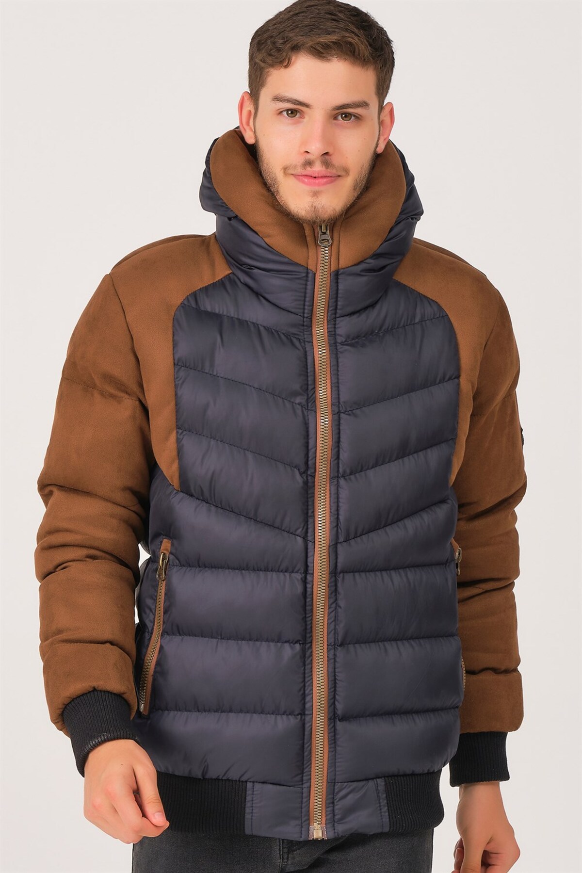 دوبری کاپشن مردانه M8649 - سرمه‌ای تیره