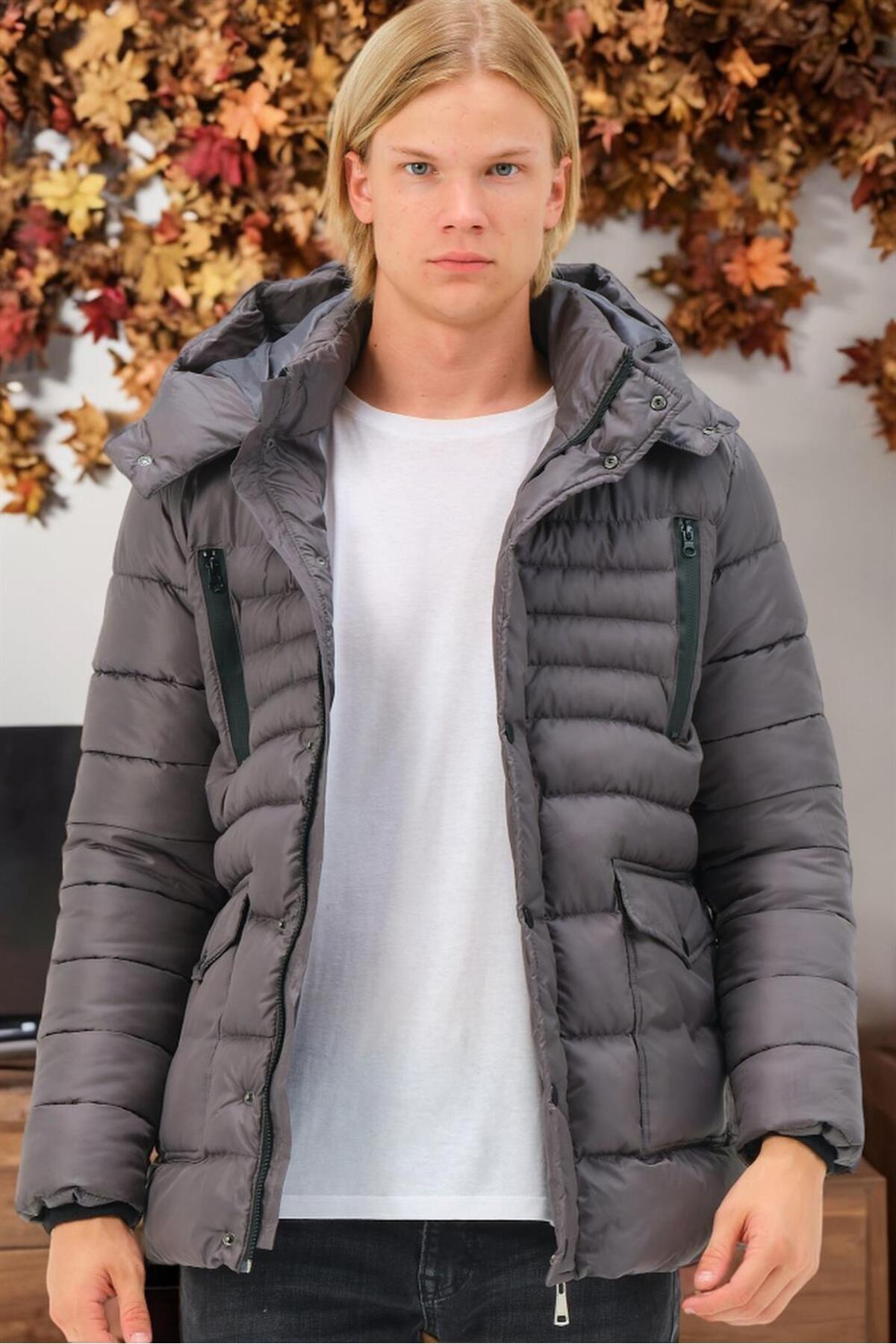 دوبری کاپشن مردانه دیوبری مدل M8657 - رنگ آنتراسیت ساده