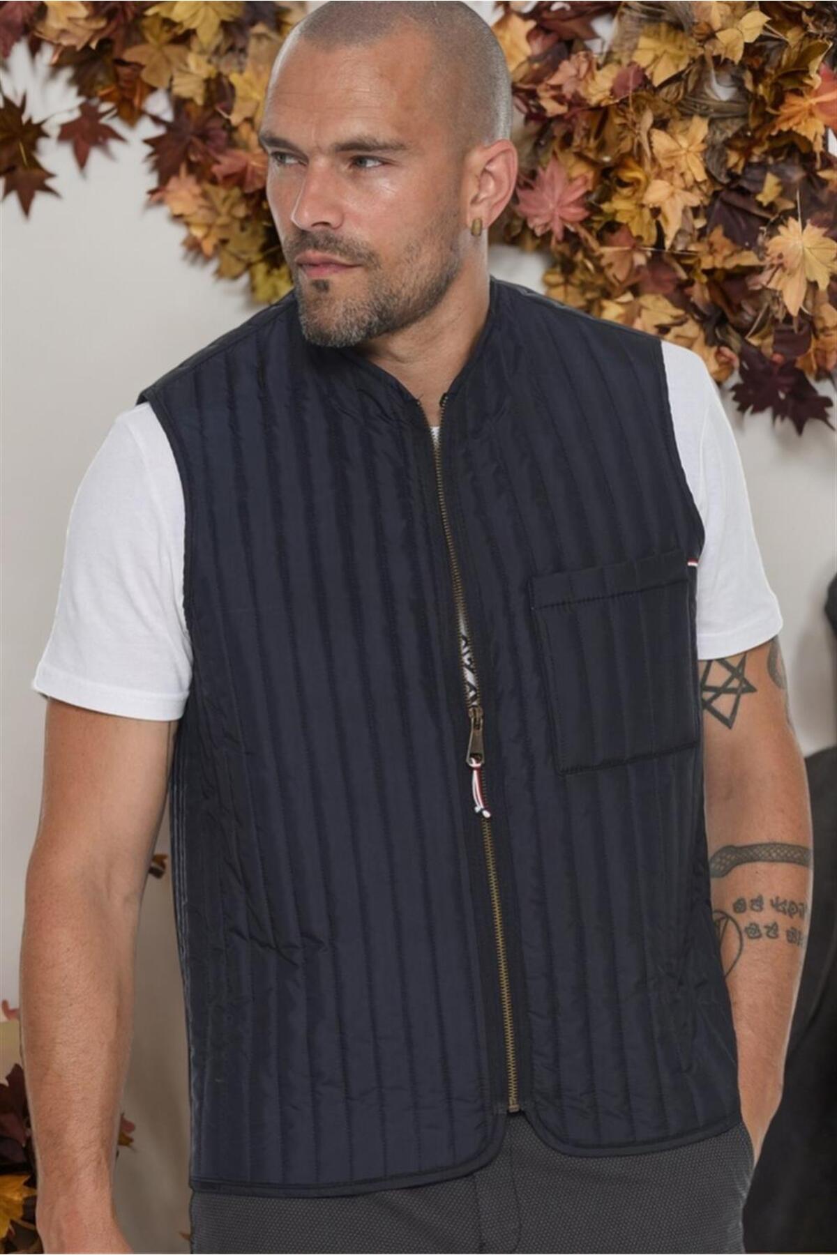 دوبری جلیقه مردانه Y8611 DEWBERRY - آبی نفتی ساده