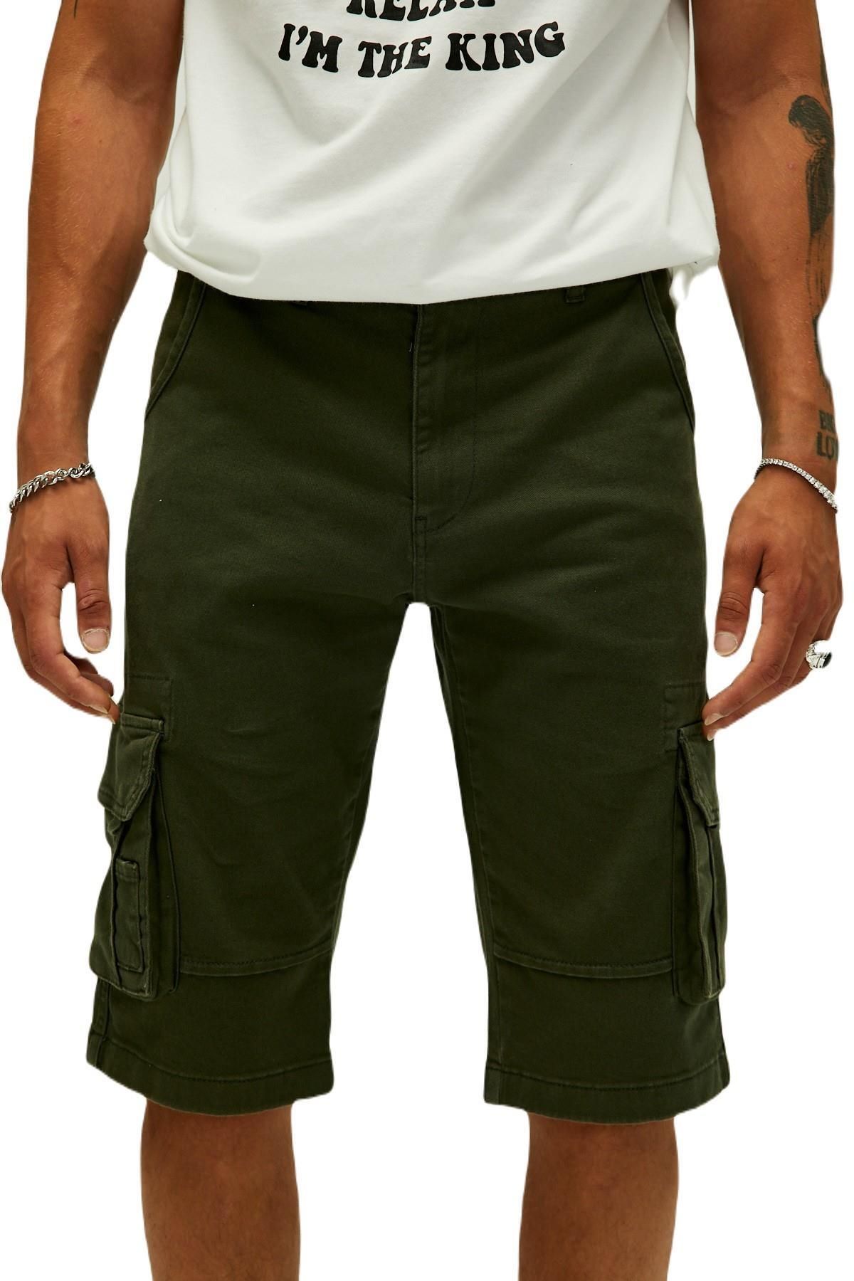Olive Green Cargo Shorts for Men