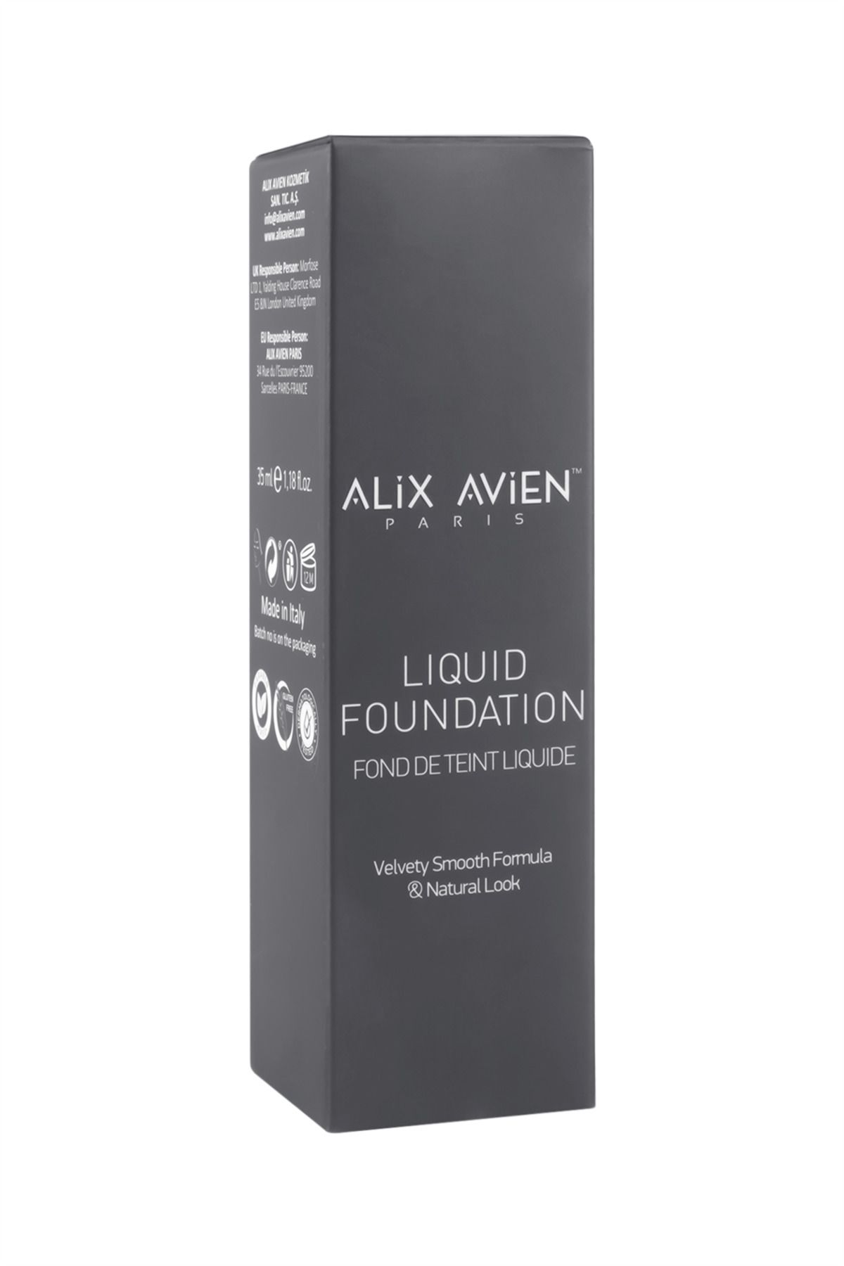 Alix Avien پایه مایع ۳۱۱ بژ گلابی عمیق پایه مایع تن آرایشی اثر درخشان طبیعی ساختار کرمی SPF ۳۵