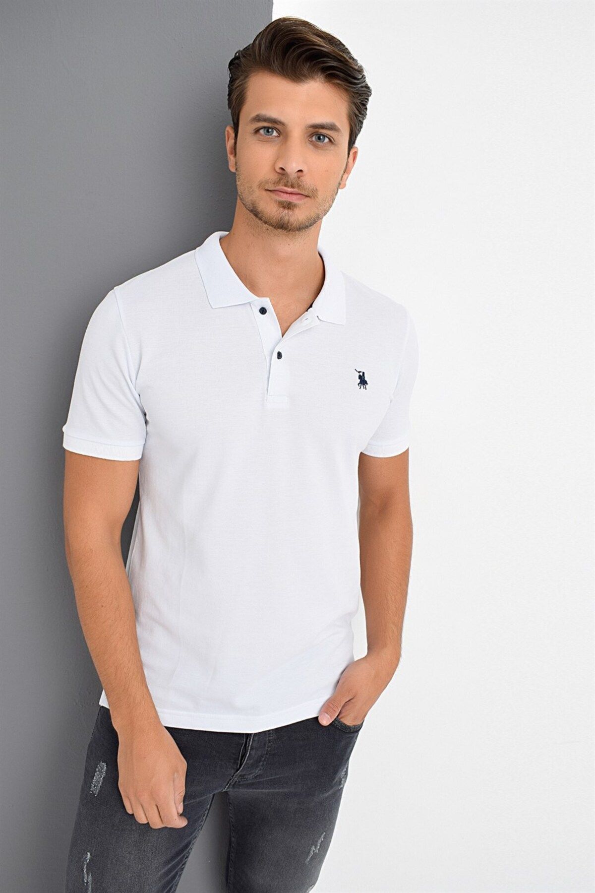 تی شرت سفید مردانه T8561 اورجینال Dewberry