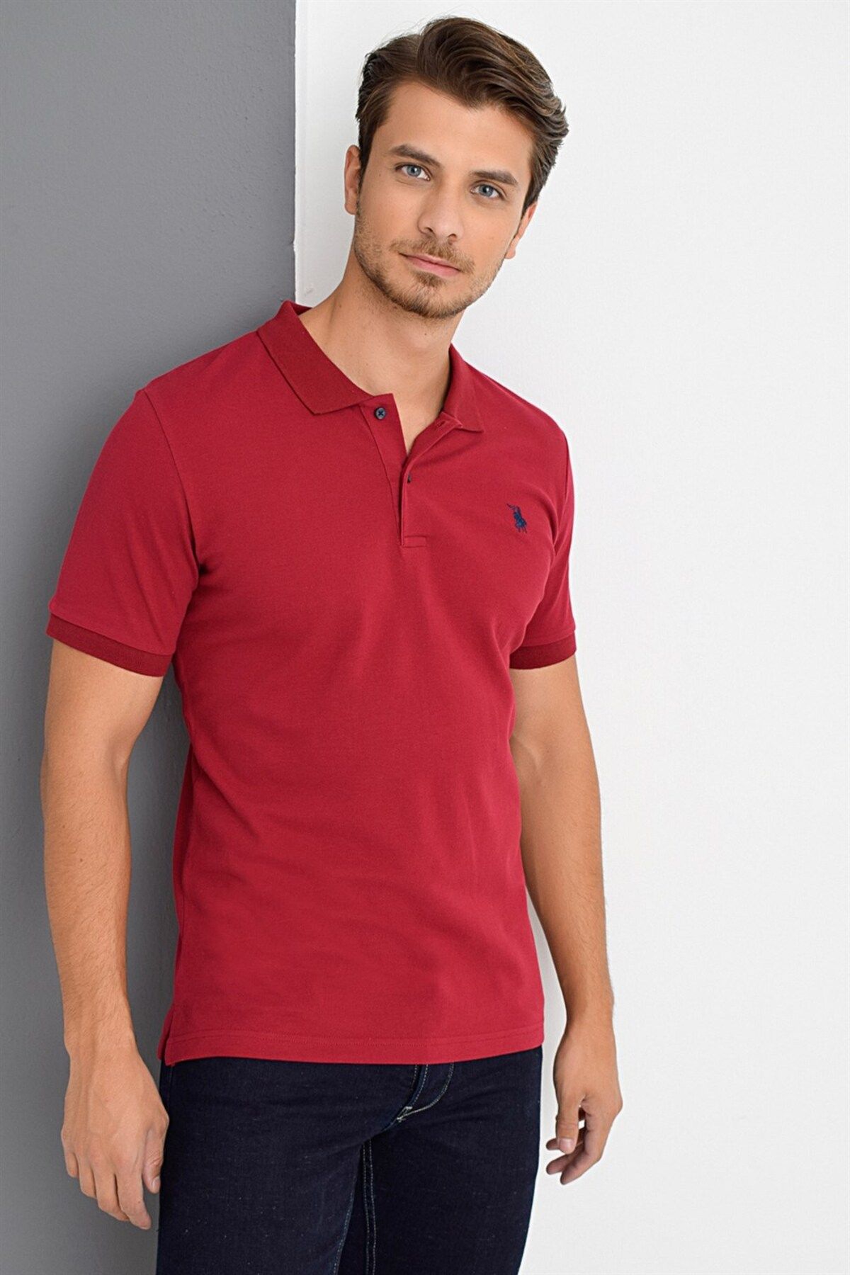 تی شرت قرمز مردانه T8561 شرابی اورجینال Dewberry