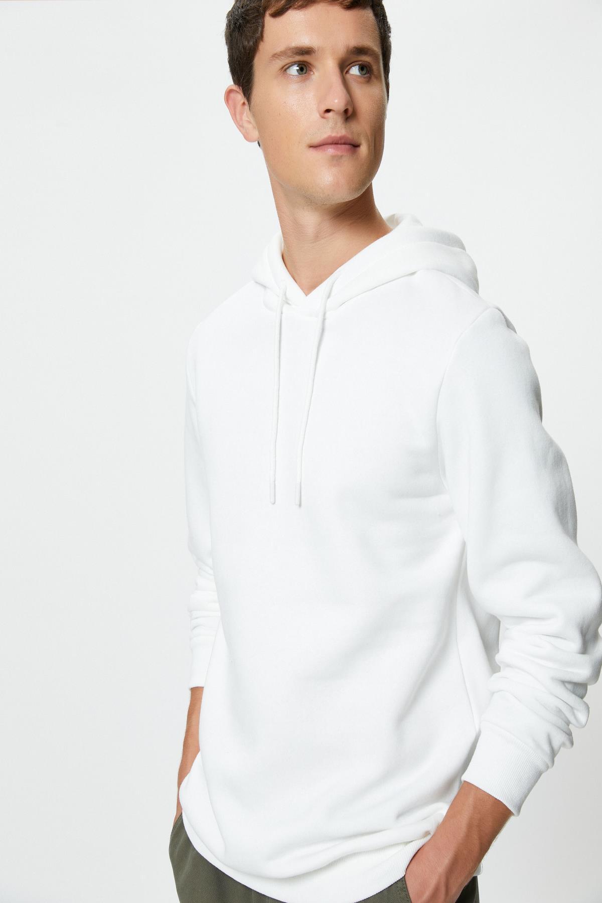 سویشرت پایه آستین بلند آجدار کلاهدار