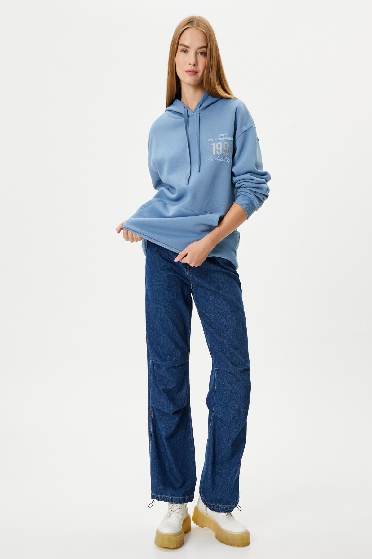 سویشرت زنانه آبی کوتونKoton | 4WAL10597IK اورجینال - تصویر 2