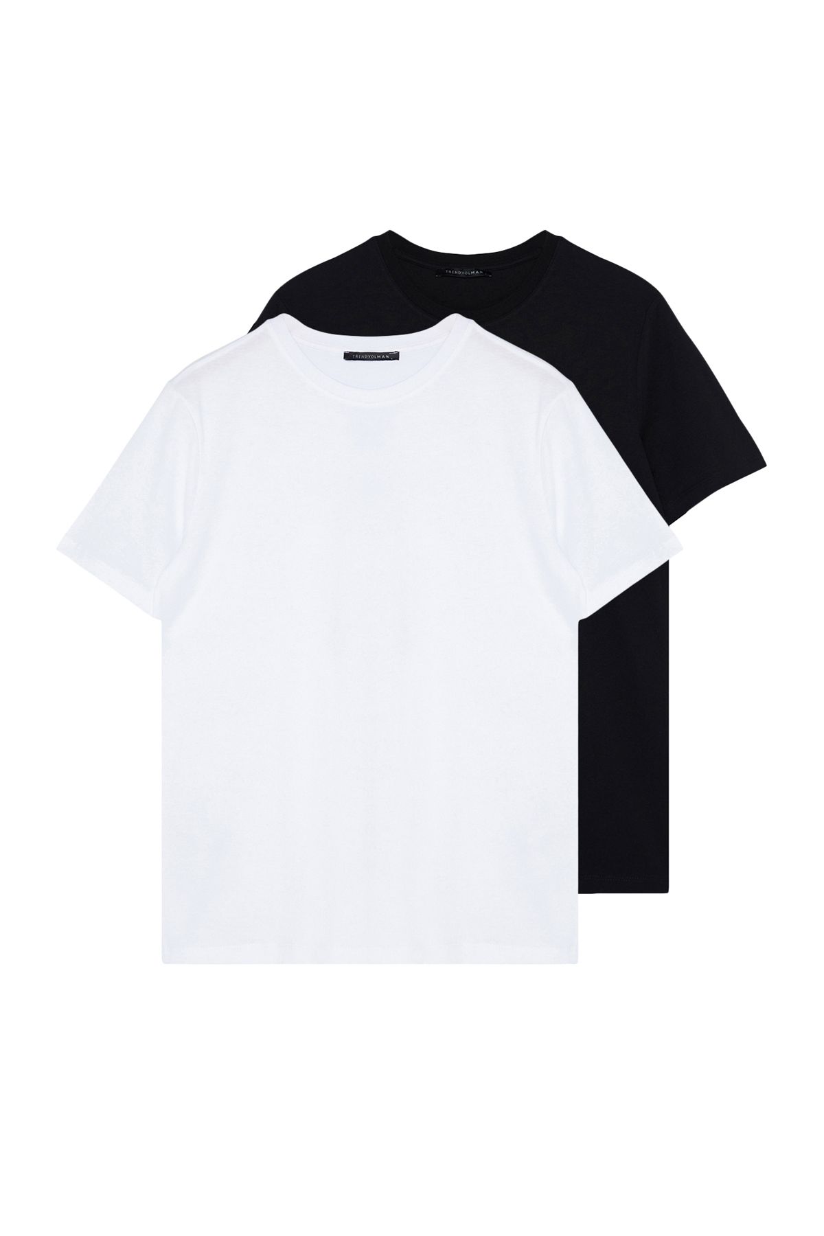 Trendyol Collection-Черно-бели тънки тениски с къс ръкав 100% памук 2 пакета - Tmnss19Bo0075 16