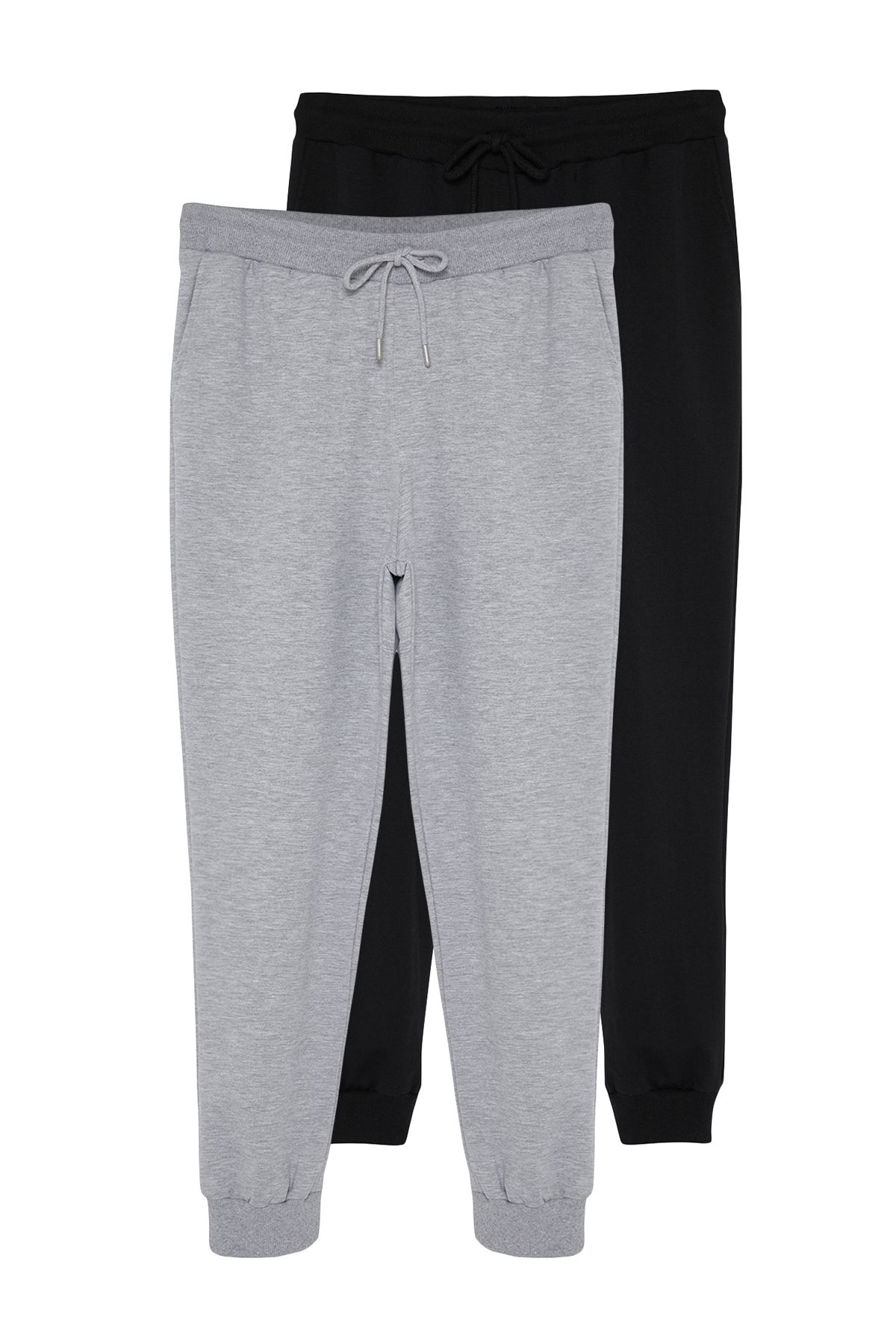 Trendyol Collection Grey Black Jogger Sweatpants Elastic Leg Regular Cut 2 Pack TMNAW22EA0279 Trendyol