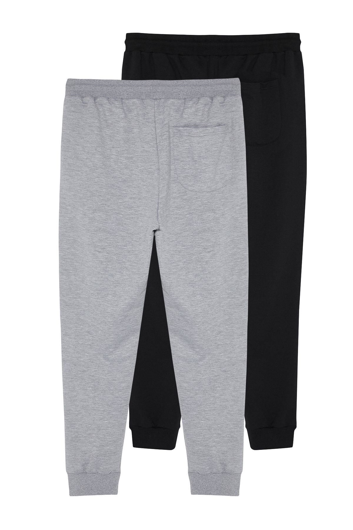 Trendyol Collection Grey Black Jogger Sweatpants Elastic Leg Regular Cut 2 Pack TMNAW22EA0279 Trendyol