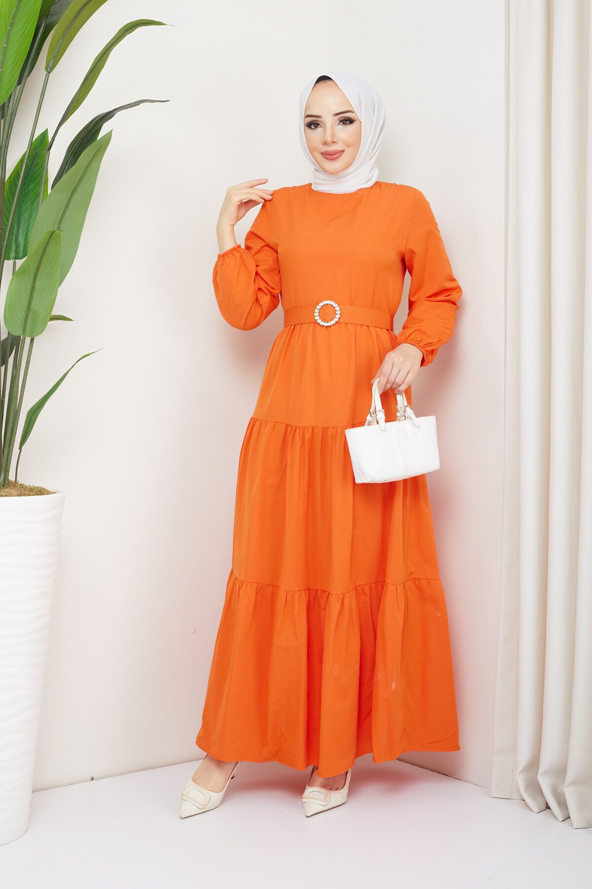 marwella-Hijab Dress - Orange Elvan 4