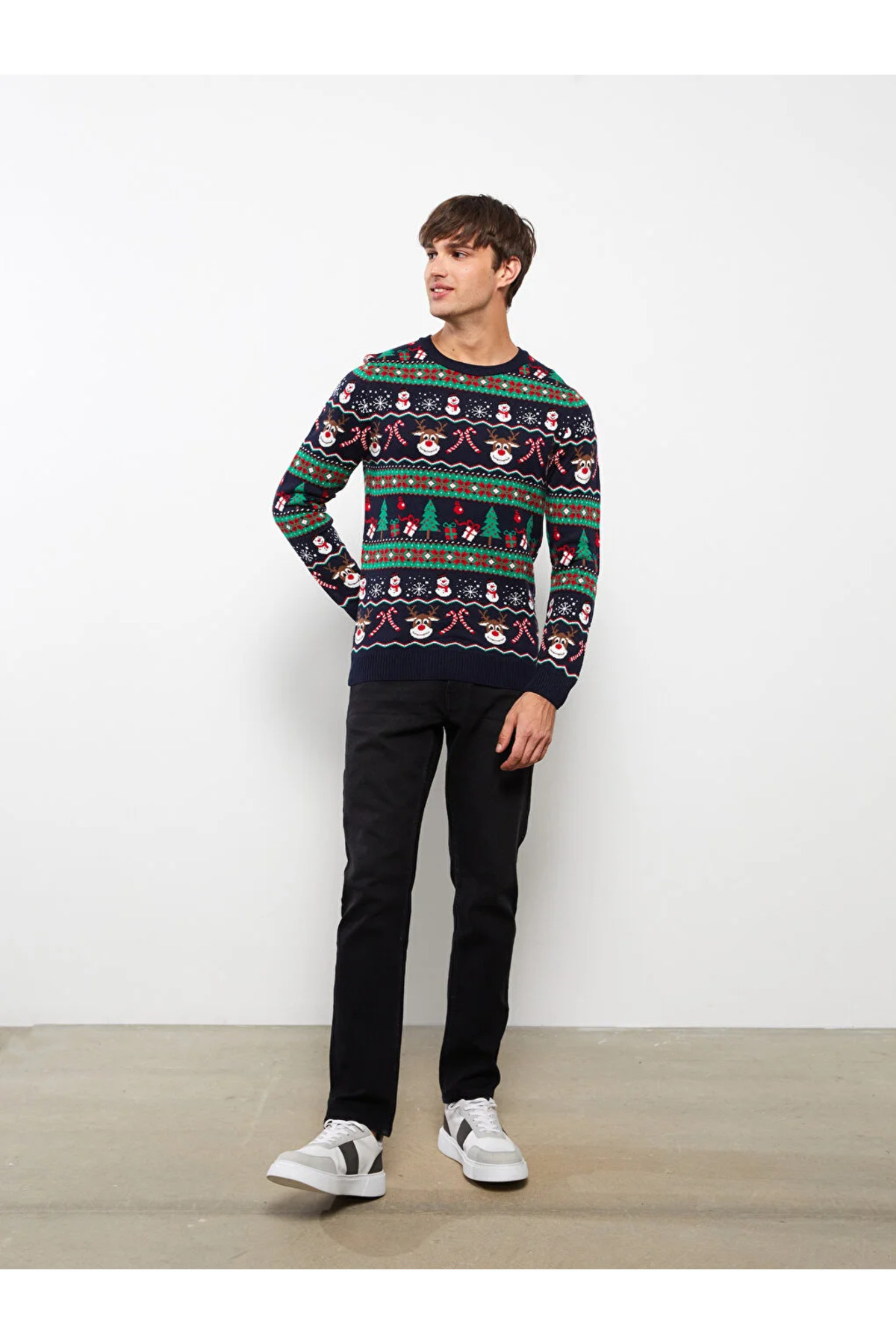 بافت و پلیور مردانه مشکی ال سی وایکیکی | W2BP56Z8 اورجینال - تصویر 3