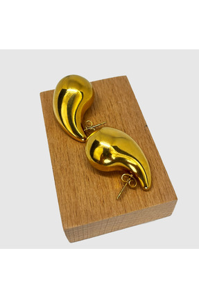 EleganceEssence Bottega Altın Damla Çelik Küpe