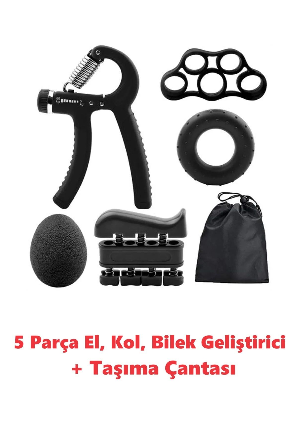 Clifton 5 Parça El Kol Bilek Parmak Egzersiz Güçlendirici Fitness Spor Aletleri Seti Takım