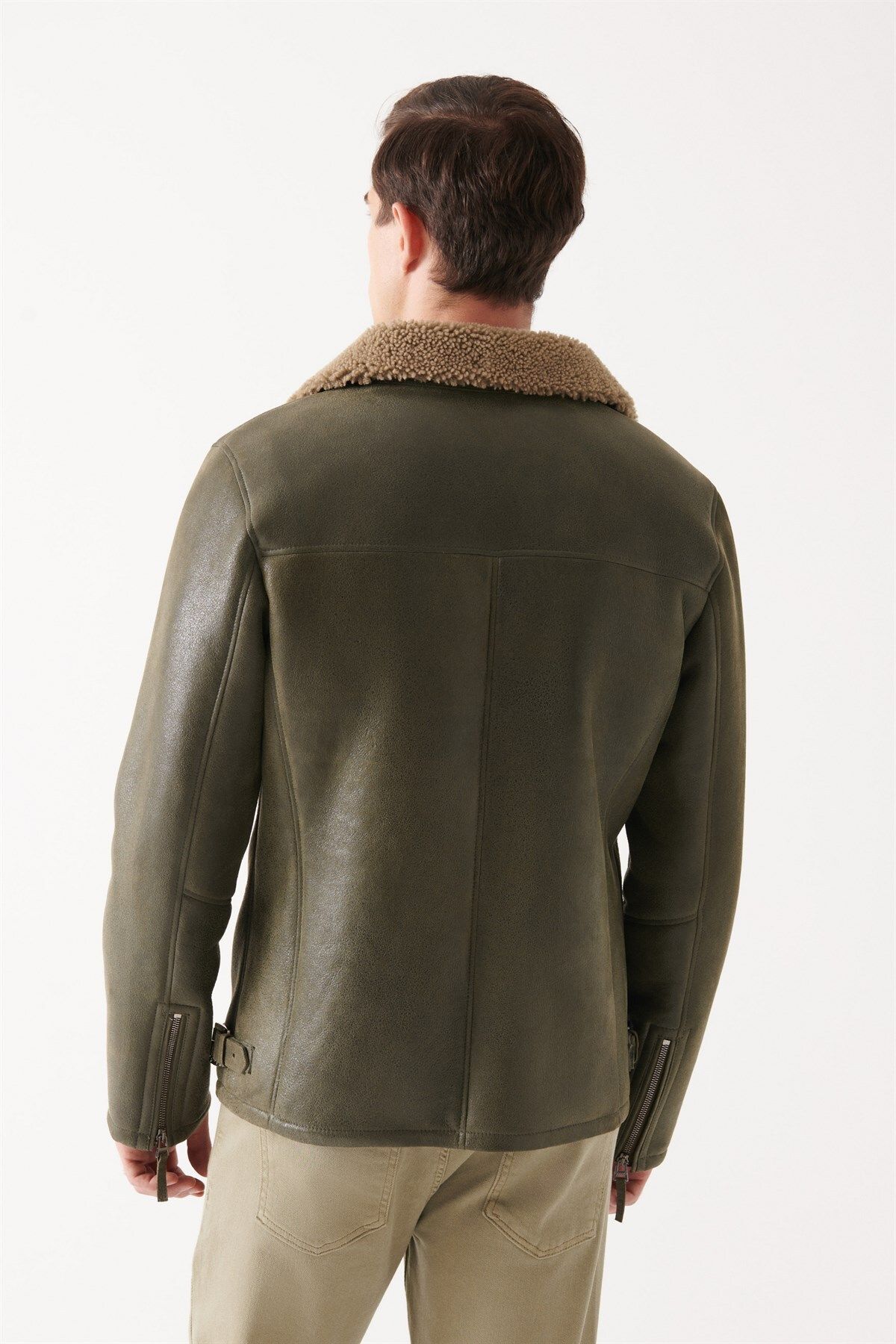 Black Noble-Lucas Men's Green Fur Leather Jacket 4