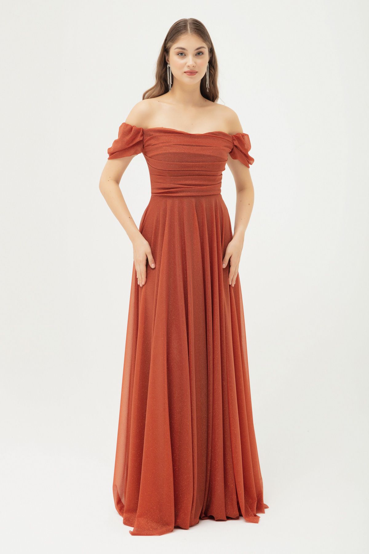 Boat neck sales evening gown