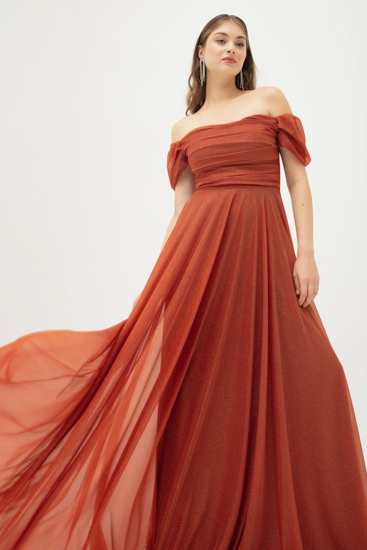 Boat neck evening on sale dress