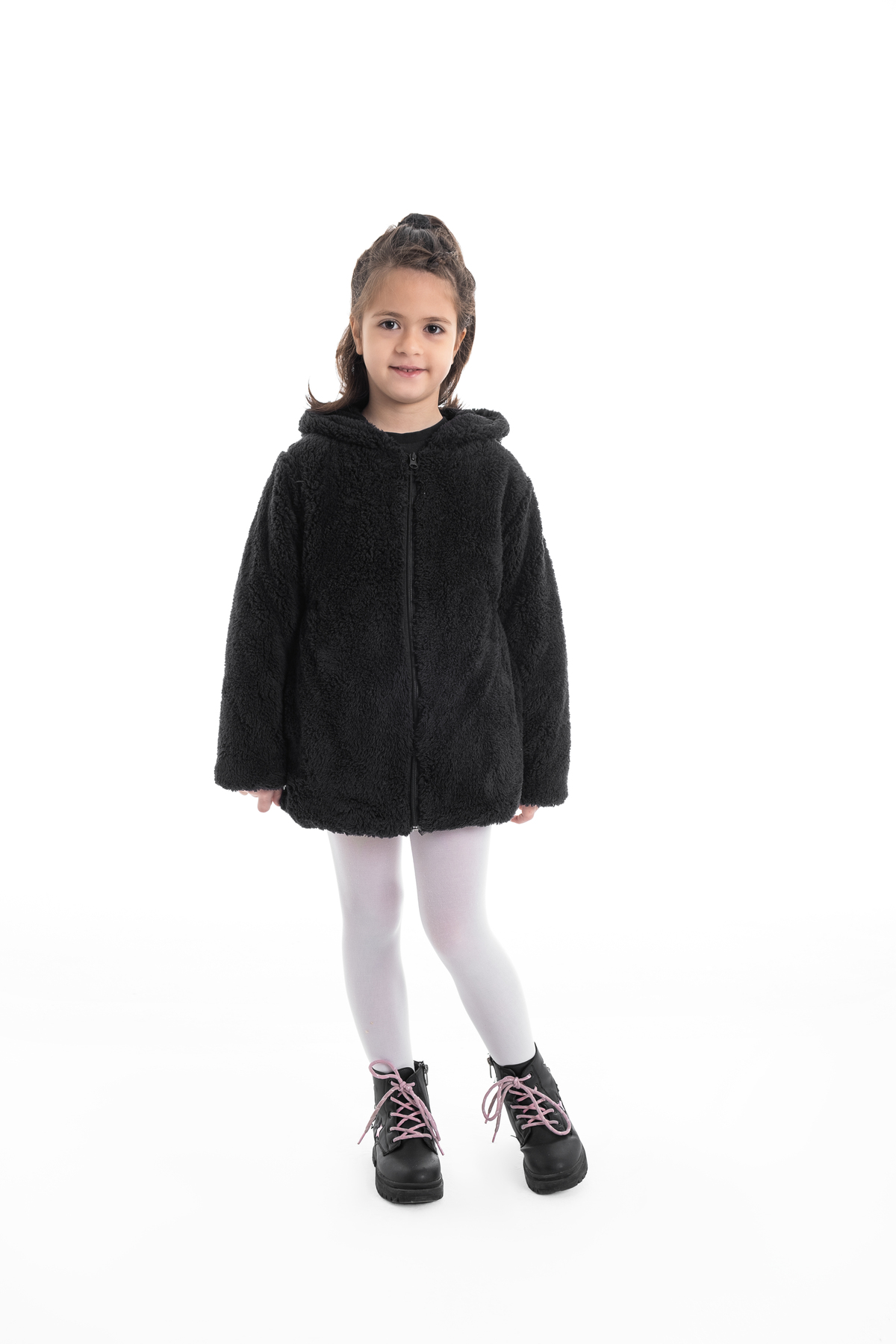  کاپشن دخترانه کلاه دار طرح روبان Wellsoft