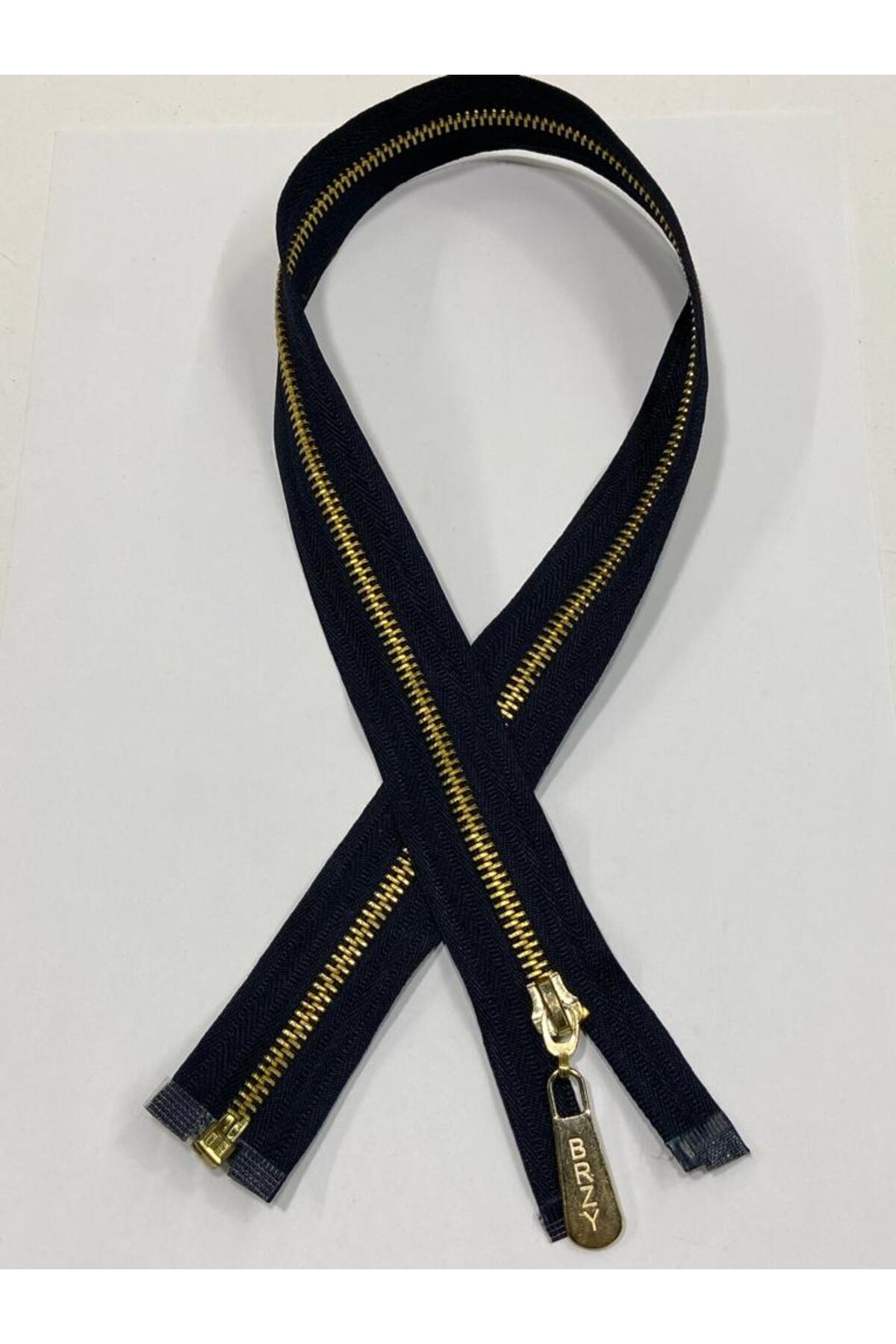 Iron tooth coat coat zipper / 57 cm / Navy blue / gold tooth / no 5