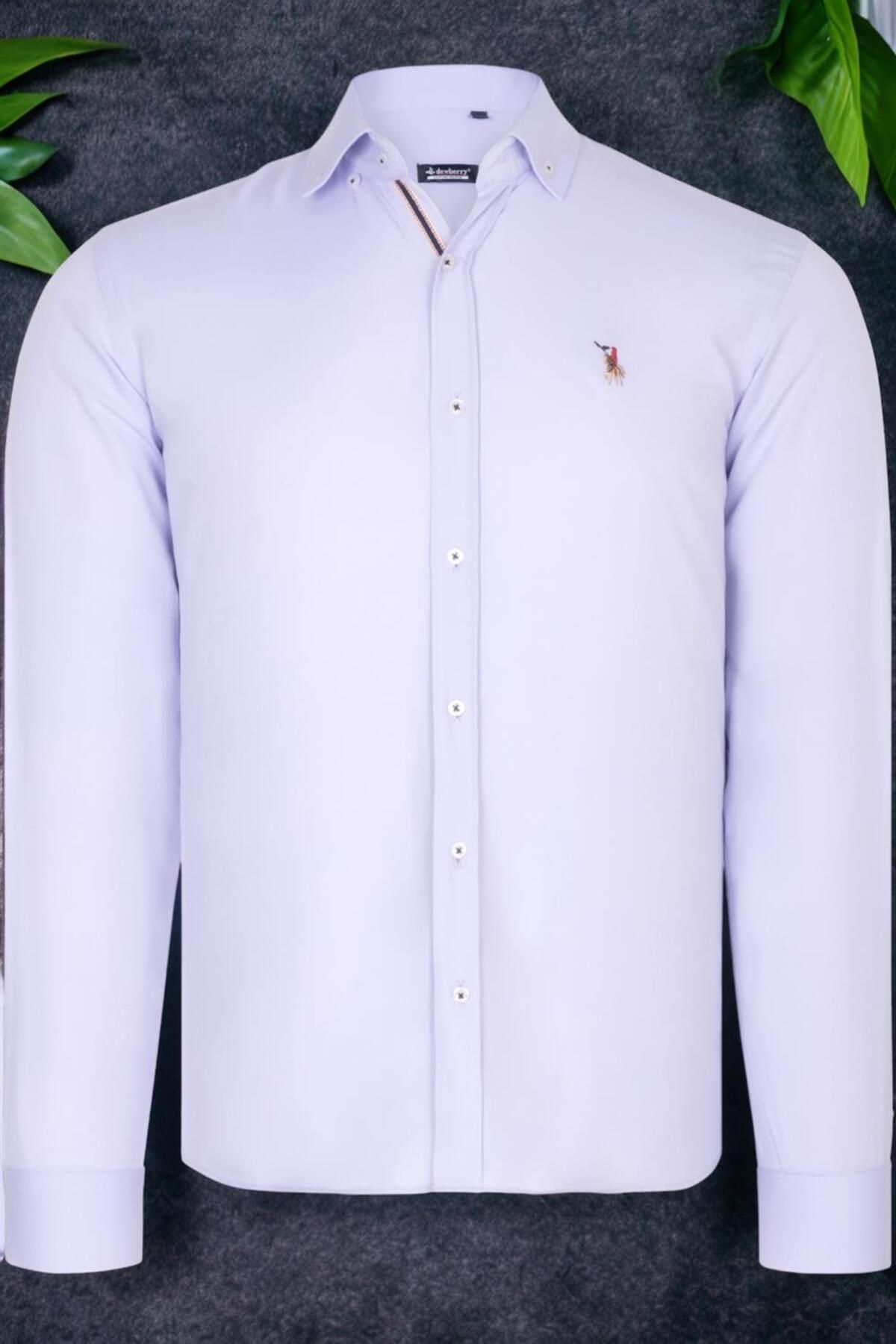 Dewberry-قميص رجالي G674 DEWBERRY - أرجواني فاتح 1