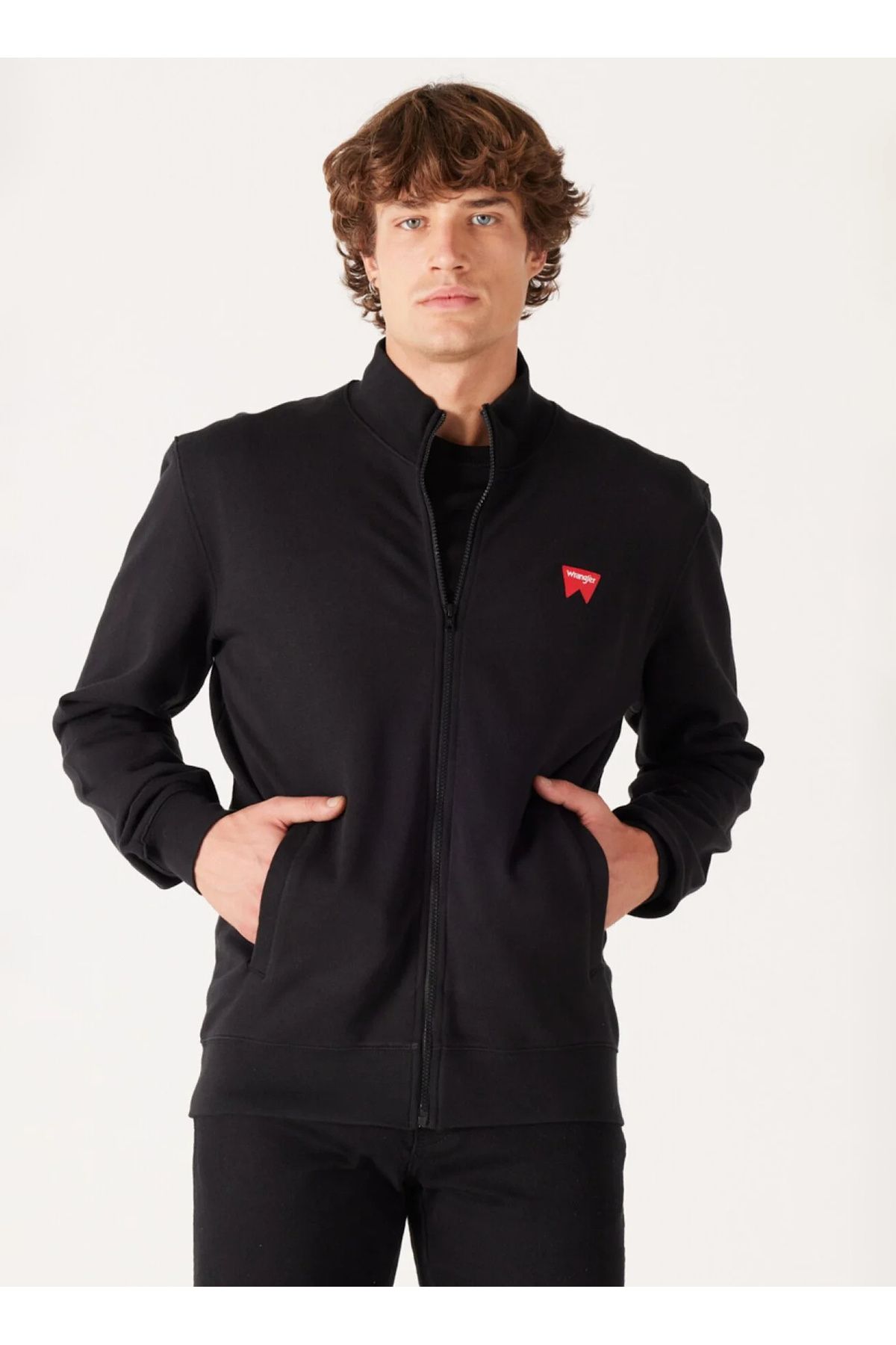 سویشرت مشکی مردانه سیاه گردنبند اندود پوست sweatshrt w663i3101 کامل Zom sweatshirt Wrangler