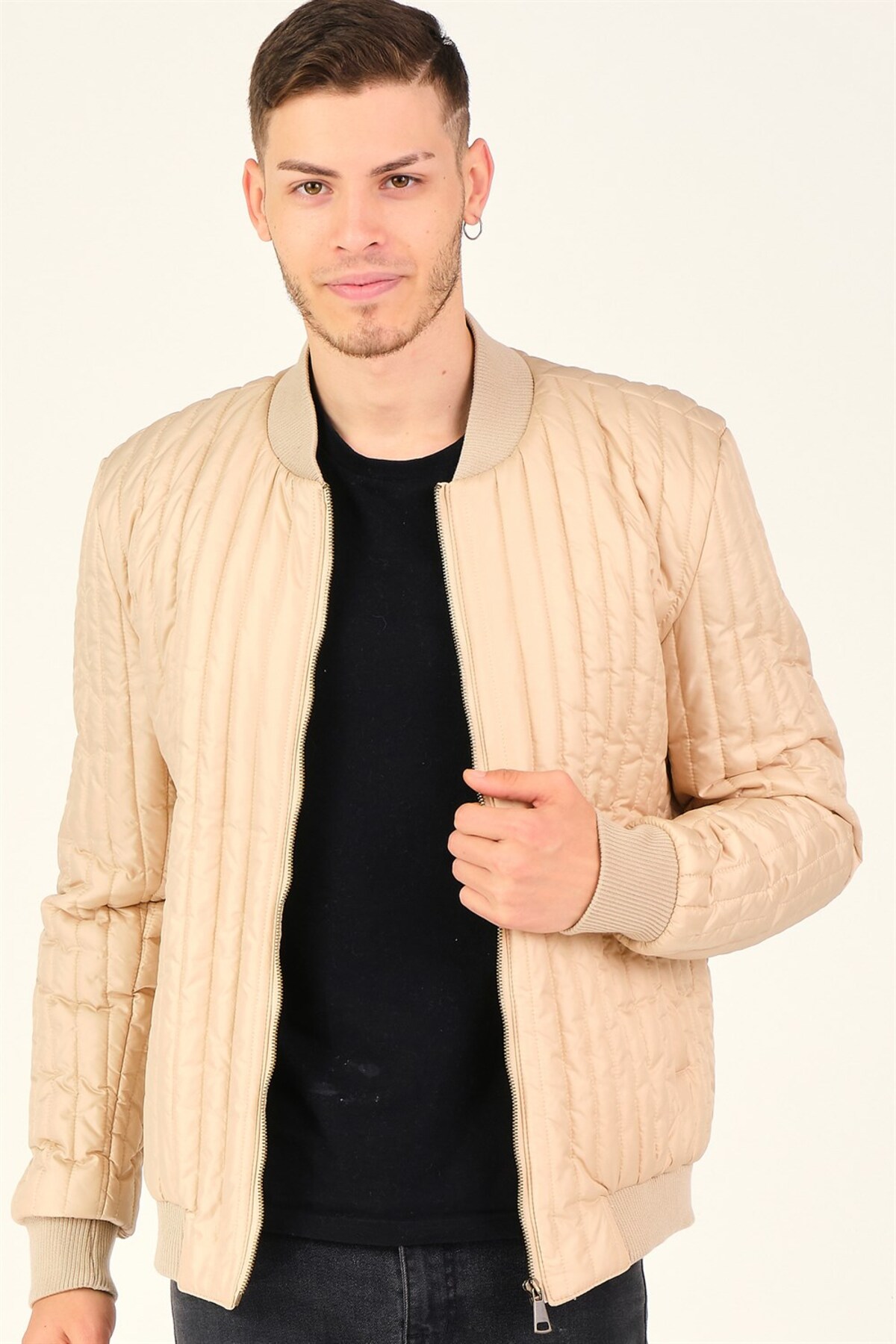 دوبری کاپشن مردانه M8643 - کرم - 2