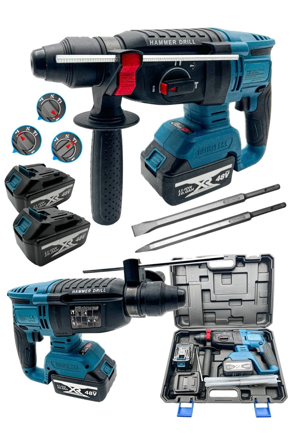 MOONSHOP Şarjlı Çift Akülü Darbeli Kırıcı Delici Hilti Kömürsüz Motor 2-26 Mm 2 Yıl Garantili Ürün.