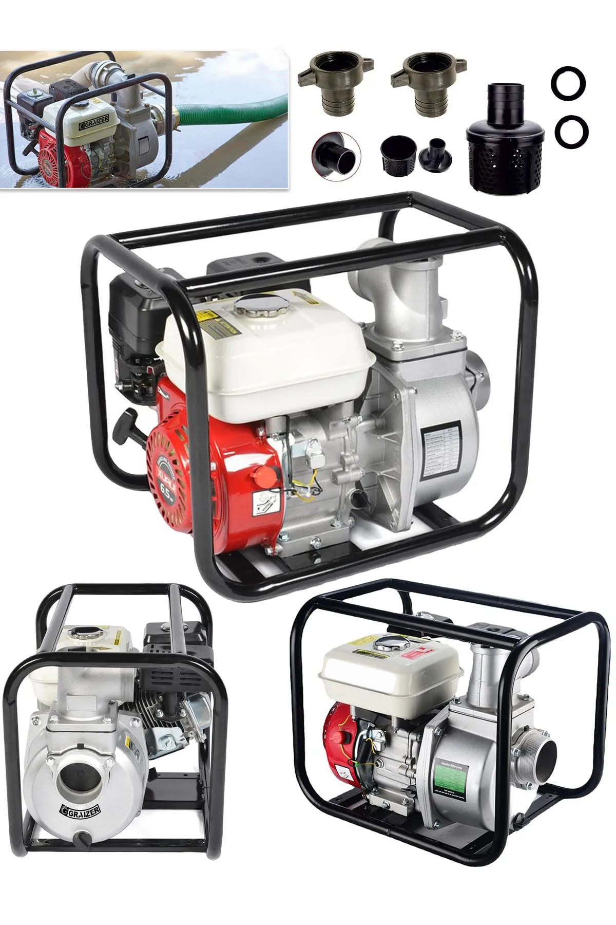 MOONSHOP Alman 9 Hp Turbo Benzinli Su Motoru Motopomp 2 Parmak Yakıt Cimrisi 2 INC-BENZINLI-SU-