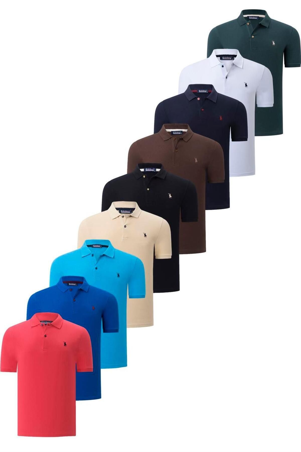 Dewberry ست تی شرت مردانه 9 T8561 Dewberry-مشکی-سفید-آبی تیره-آبی-قهوه ای-بژ-اناری-ساکس-خاکی