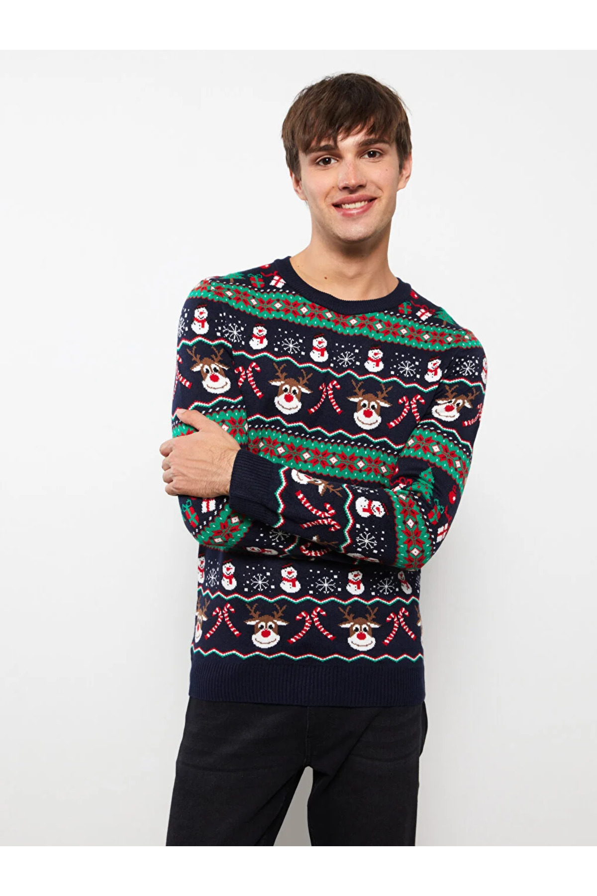 بافت و پلیور مردانه مشکی ال سی وایکیکی | W2BP56Z8 اورجینال - تصویر 2