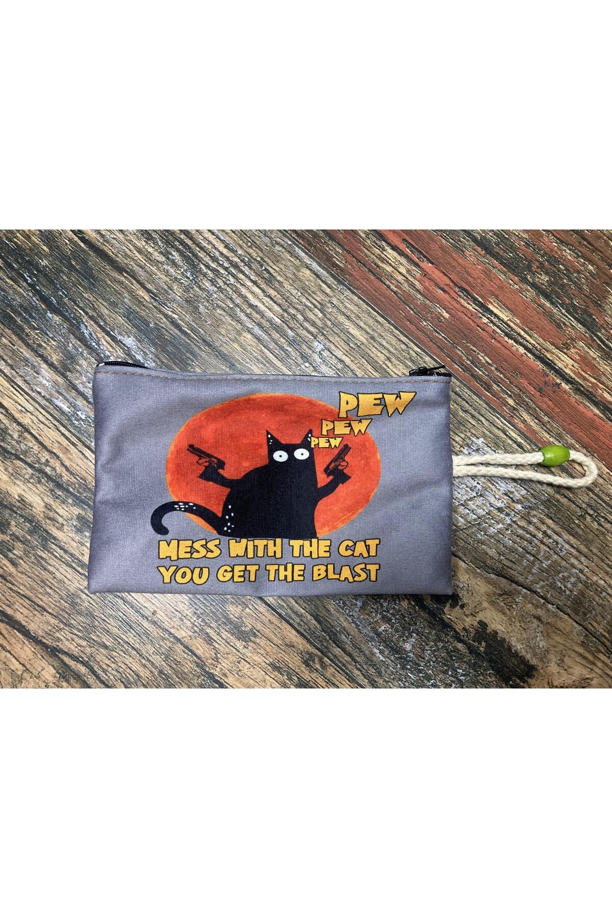 Street Bag Suport Pentru Stilou Imprimat Cu Model Pisică Înarmată, Geantă De Mână, Geantă Din Pânză Imprimată, Geantă De Machiaj - One Size