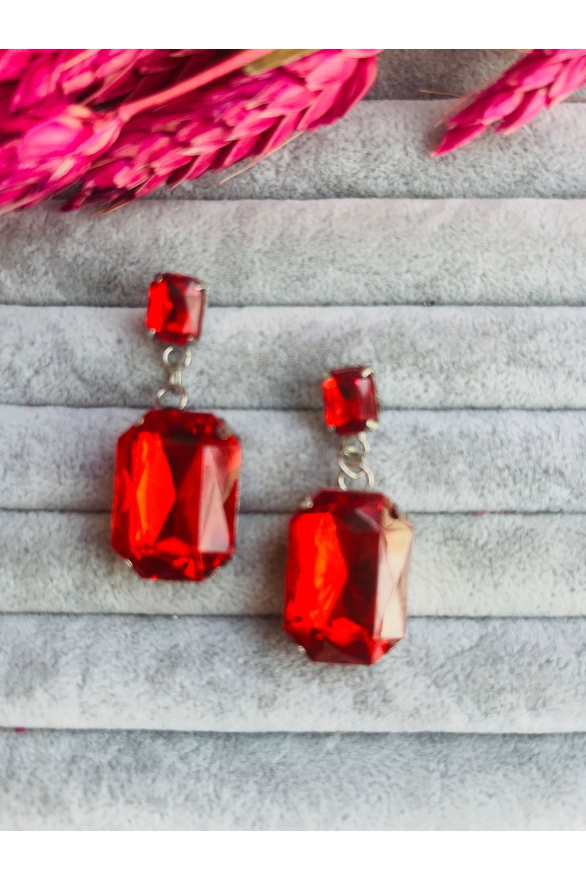 Stylish red shop earrings