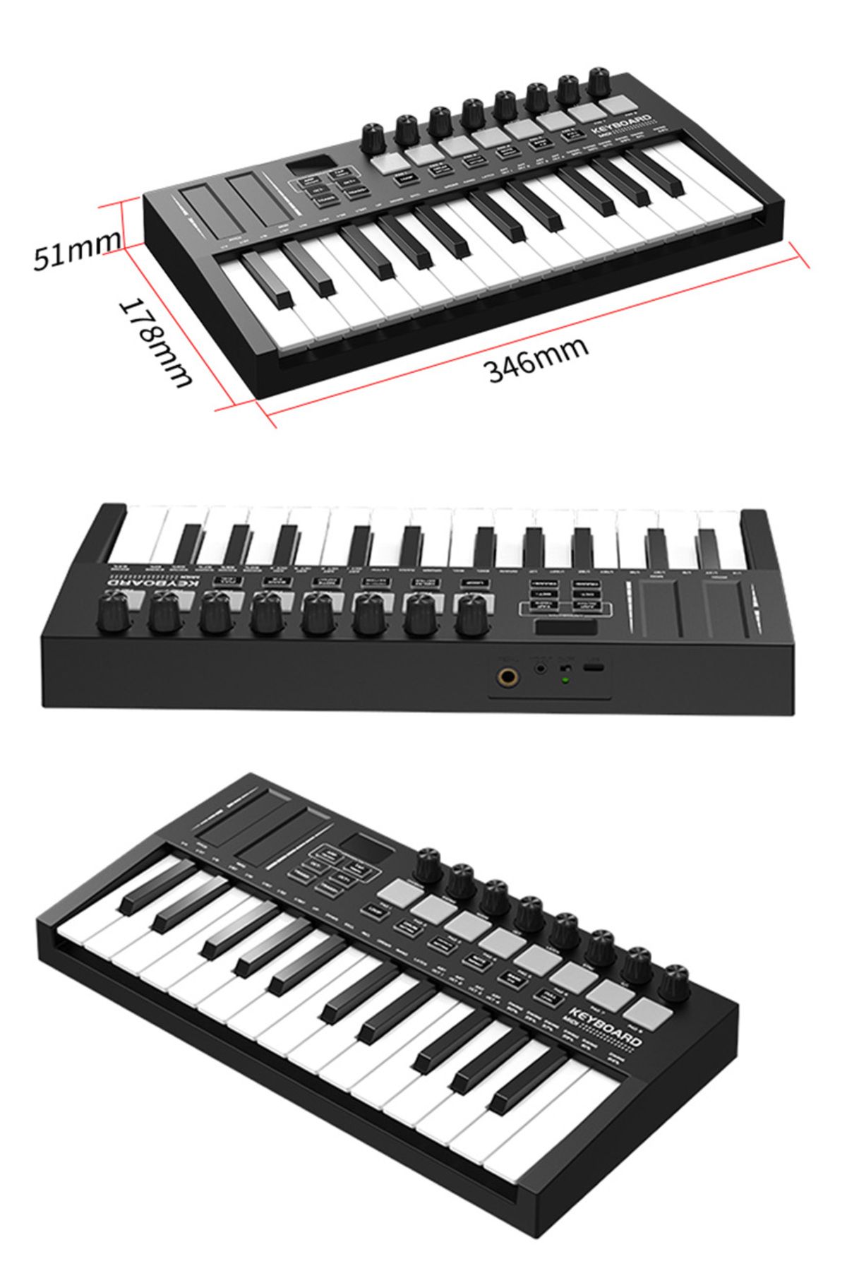 Midex-MD-255 New Generation Midi Keyboard 25 Keys 8 Sensitivity Lounch Pad 8 Tone Potential 5