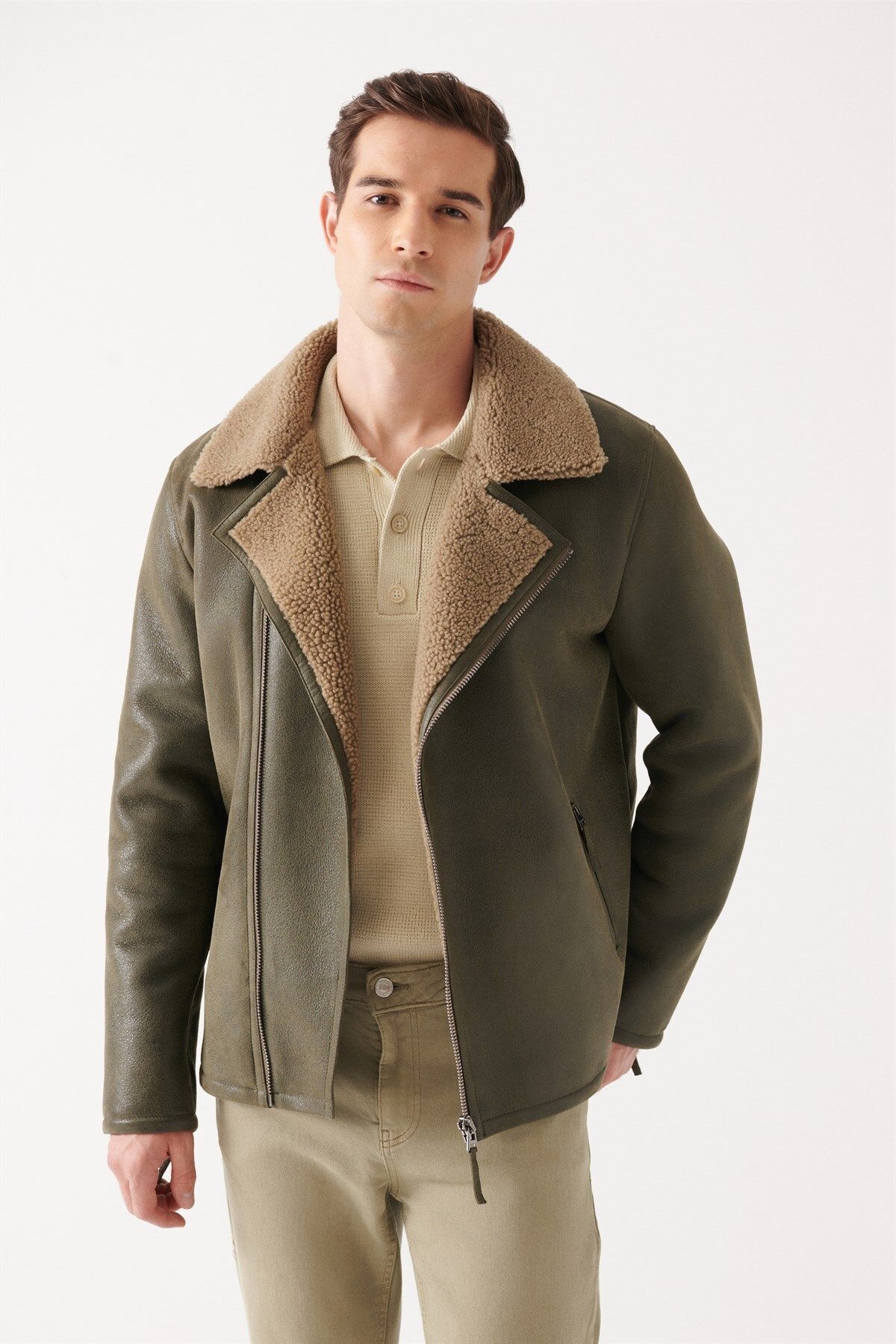 Black Noble-Lucas Men's Green Fur Leather Jacket 2