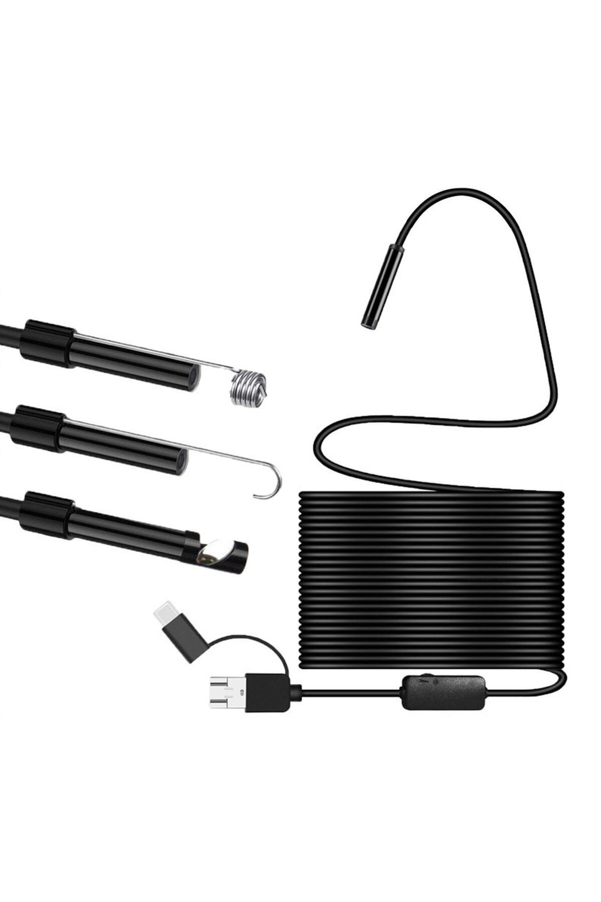 whitetech Yılan Endoskop Kamera 10 Mt Su Geçirmez Ledli Sert Kablo 7 Mm Android Uyumlu