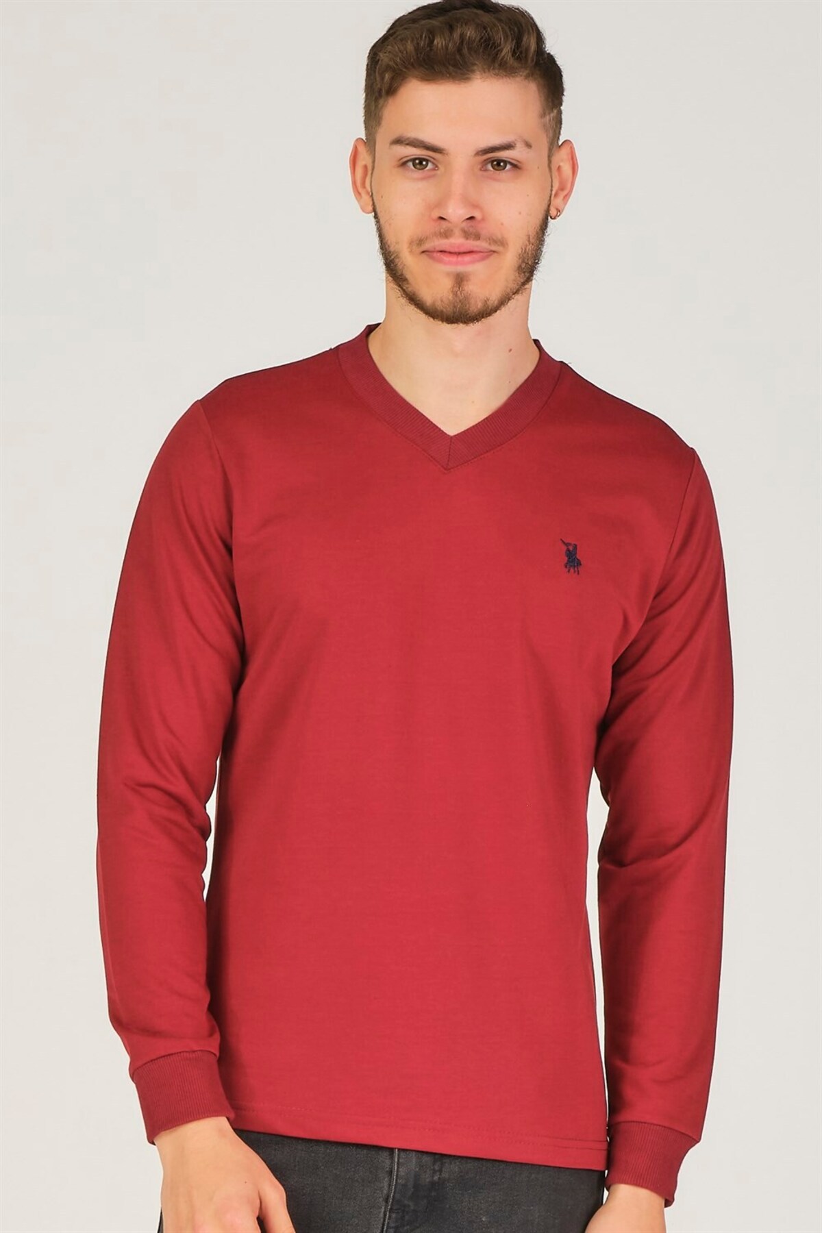 سویشرت مردانه بورگوندی دوبری | 1150001V4002BD اورجینال - تصویر 3