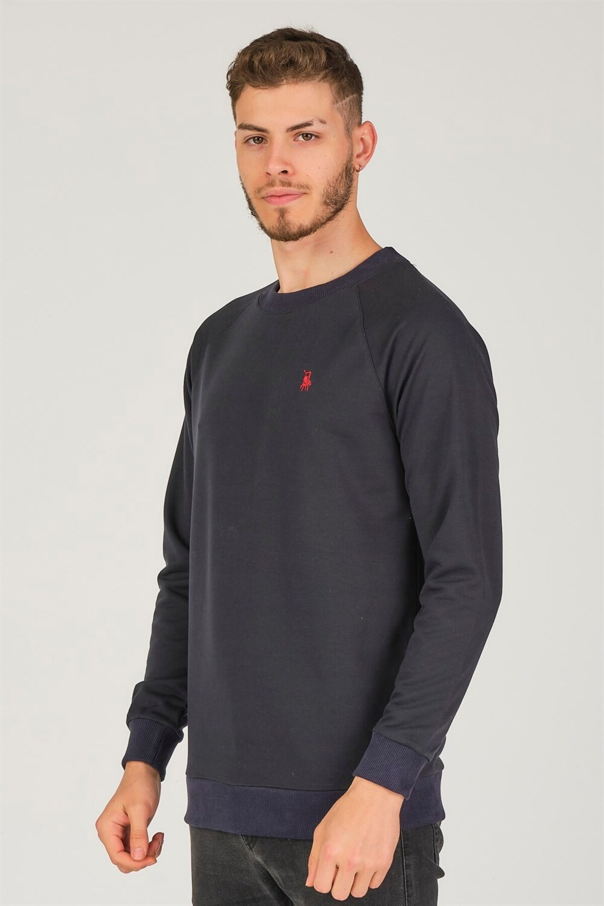 سویشرت مردانه آبی سرمه ای دوبری | 1150001V4003006 اورجینال - تصویر 4