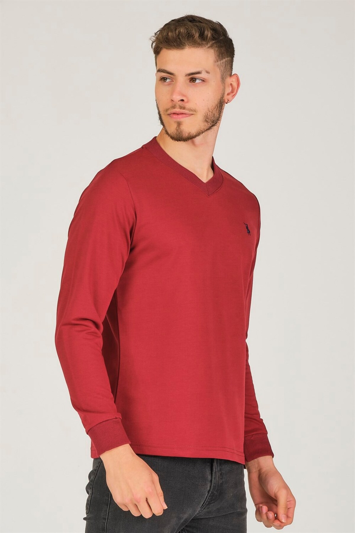 سویشرت مردانه بورگوندی دوبری | 1150001V4002BD اورجینال - تصویر 5