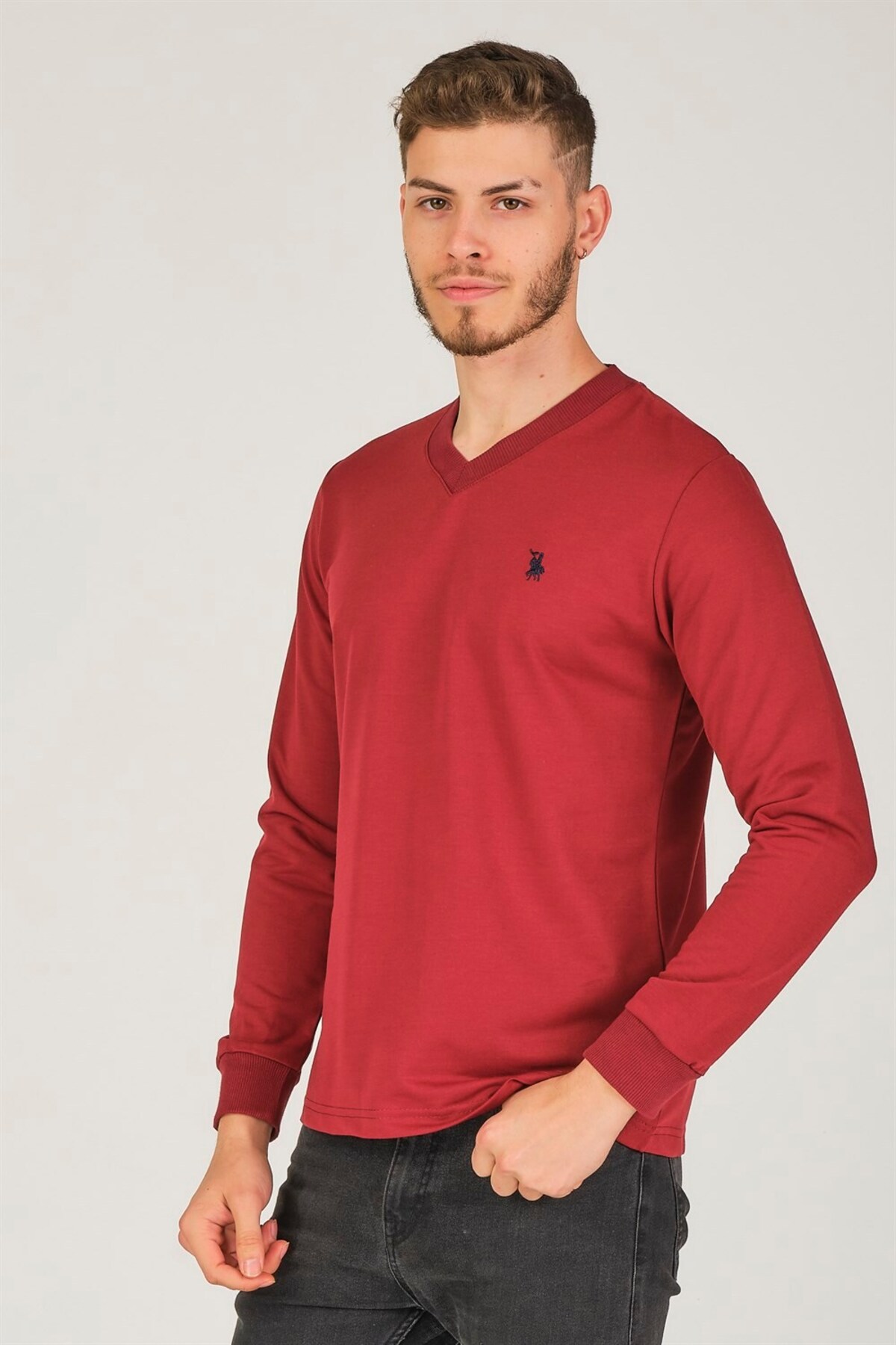 سویشرت مردانه بورگوندی دوبری | 1150001V4002BD اورجینال - تصویر 7