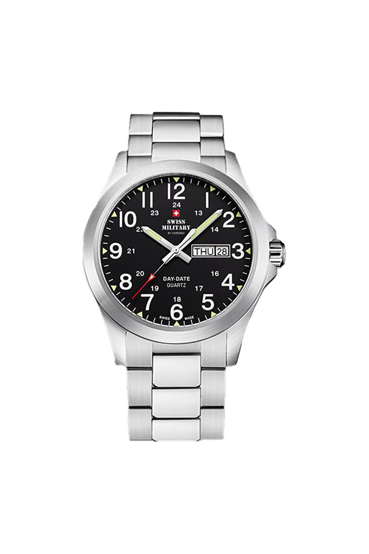 Swiss Military Orologio Uomo SMP36040.19 - Quarzo, Cassa In Acciaio 42mm, Quadrante Nero E Cinturino In Silicone, Impermeabile 50m