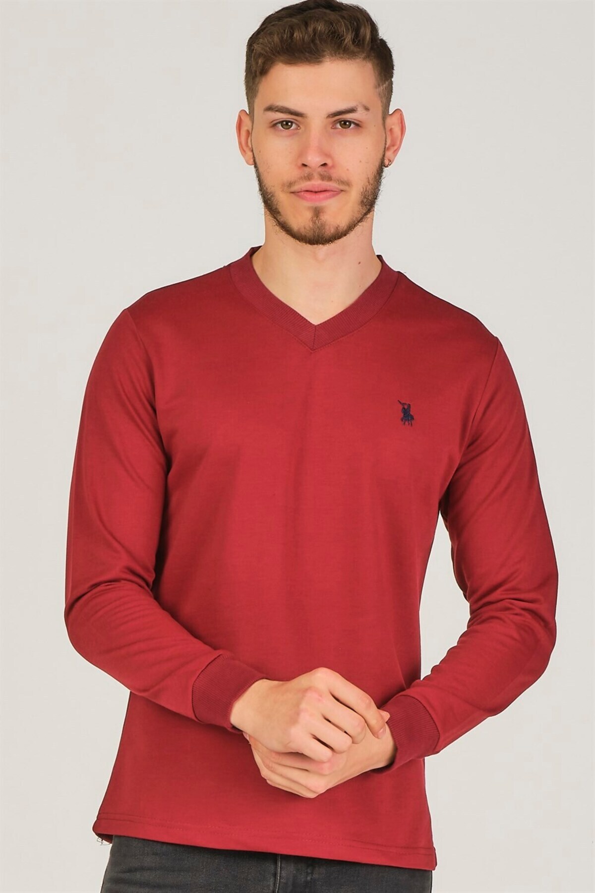 سویشرت مردانه بورگوندی دوبری | 1150001V4002BD اورجینال - تصویر 6