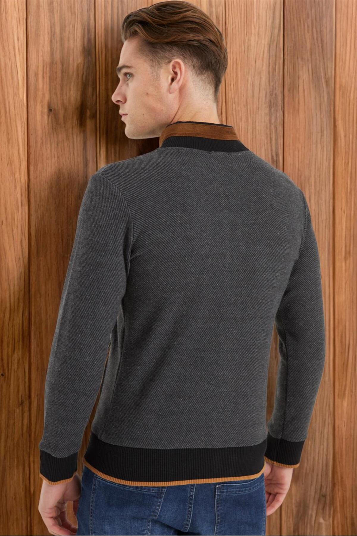 سویشرت مردانه خاکستری دوبری | 115000101021jyt اورجینال - تصویر 2